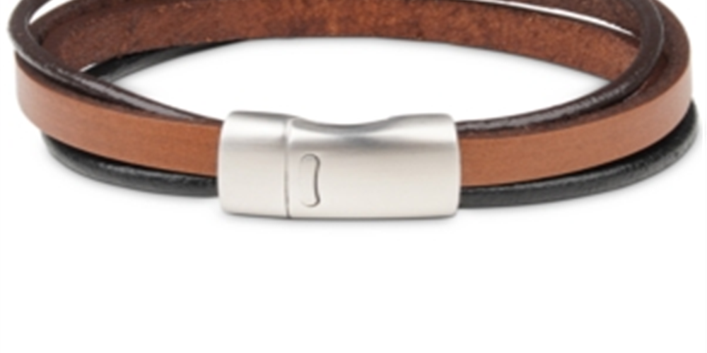 Pulseira de couro masculina sob medida, marrom, tamanho único