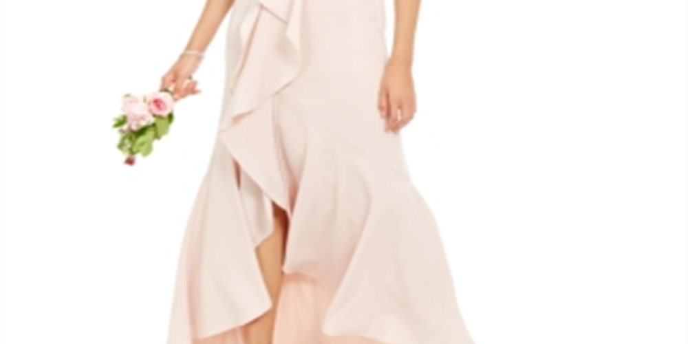 Vestido formal longo e longo com decote em V feminino Adrianna Papell, rosa, tamanho 6