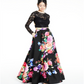 Vestido feminino B. Darlin com renda floral, manga longa, gola redonda, comprimento total, corte formal, preto, tamanho 15-16