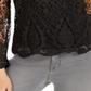 Blusa feminina de renda com manga sino Style &amp; Co, preta, tamanho pequeno