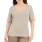 Blusa Karen Scott com decote em V e detalhes em botões, marrom, tamanho M
