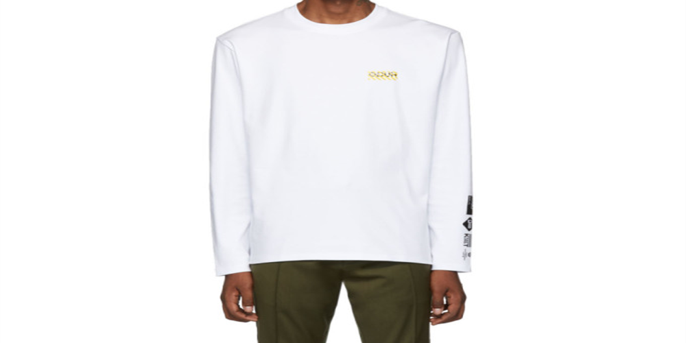 Camiseta masculina de manga comprida Hugo Boss Dyderabad, branca, tamanho médio