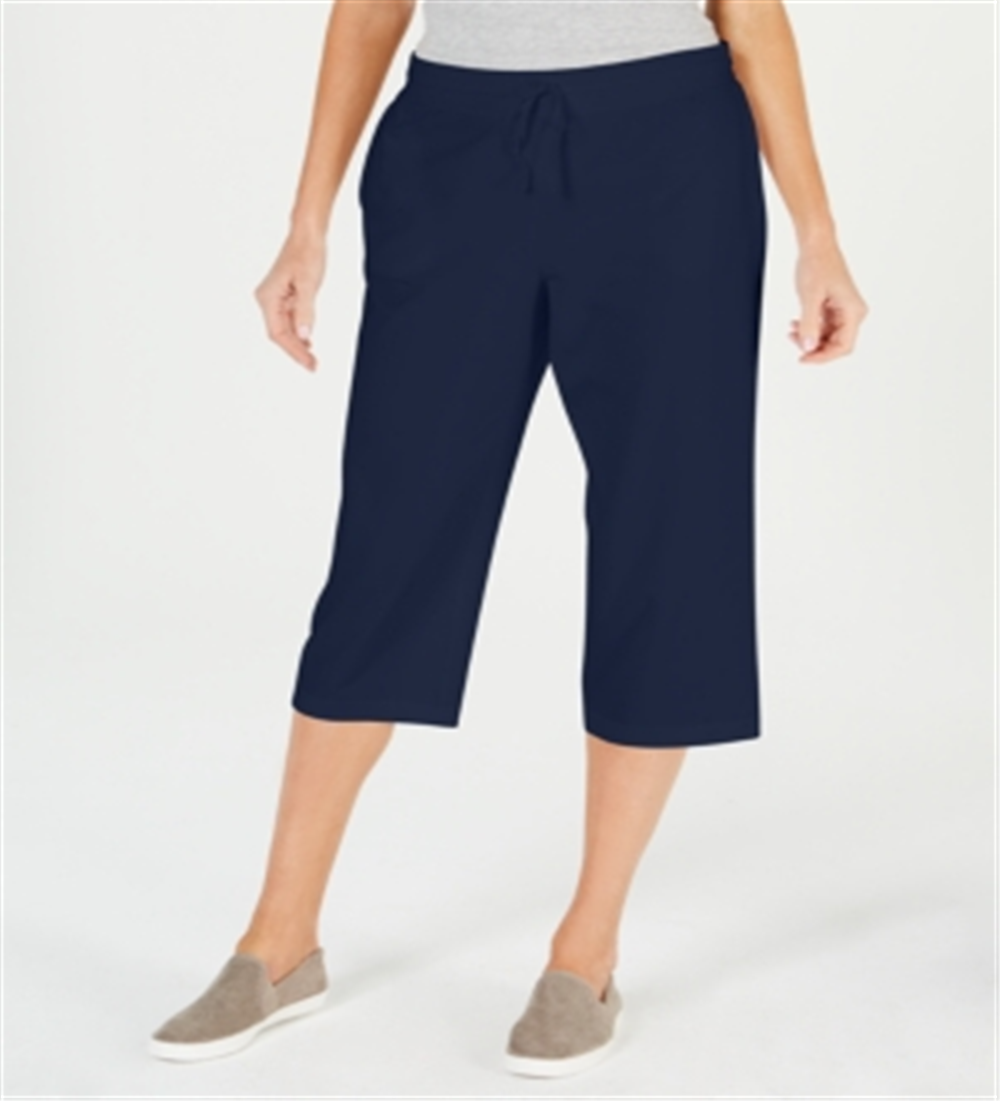 Calça Capri Karen Scott em Tricô com Cordão - Azul Intrepid Tamanho P