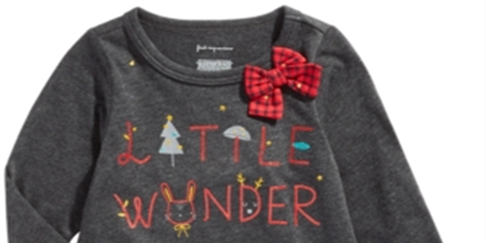Camiseta Infantil First Impressions Baby Girl Little Wonder Cinza Tamanho 12 MOS
