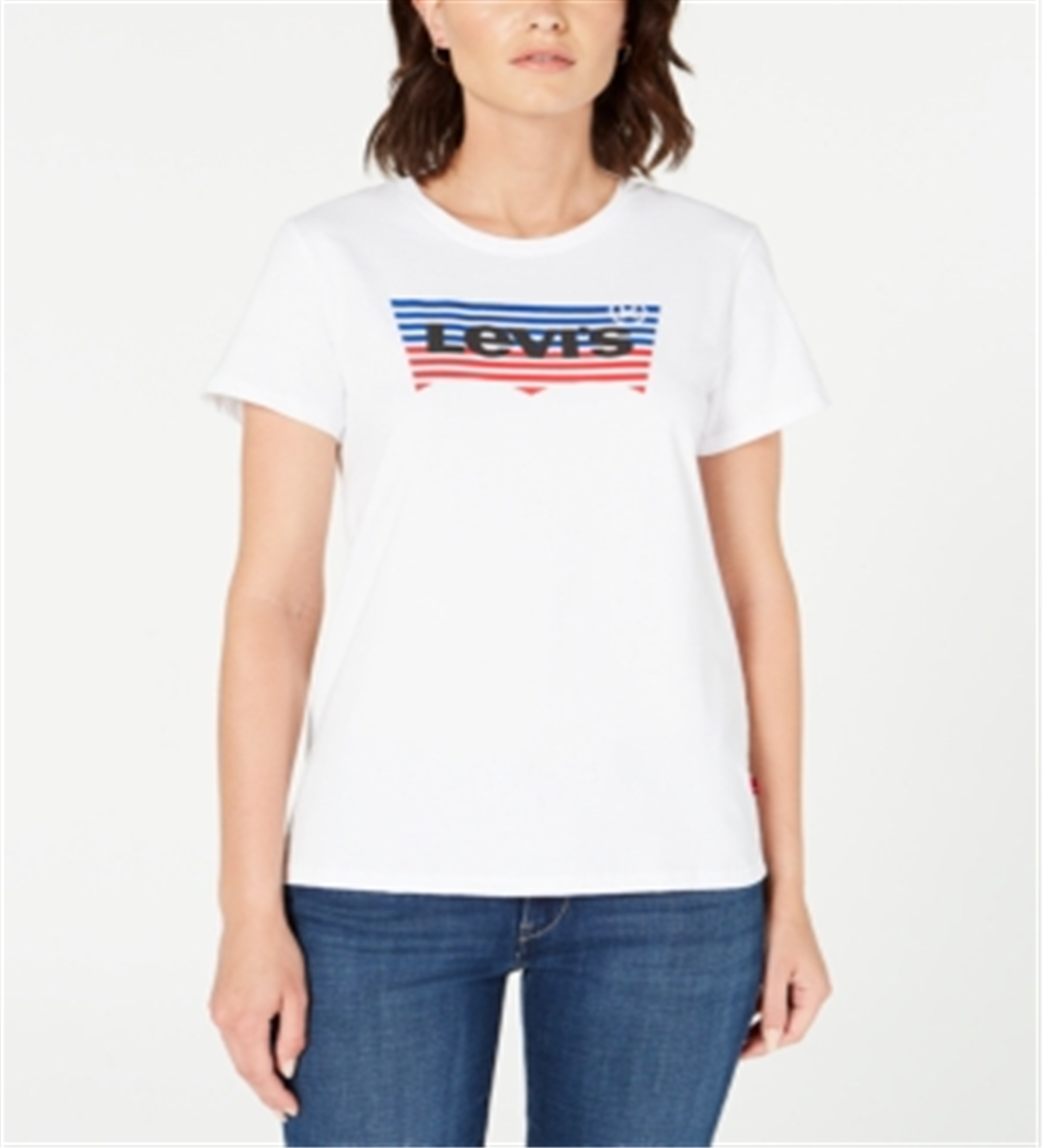 Camiseta Levi's Feminina Infantil The Perfect Slogan em Algodão com Estampa - Branca Tamanho Extra Grande