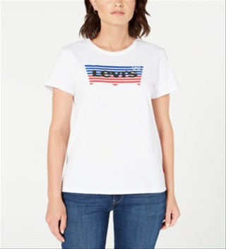 Camiseta Levi's Feminina Infantil The Perfect Slogan em Algodão com Estampa - Branca Tamanho Extra Grande