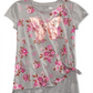 Camiseta com estampa de borboletas e laço lateral Epic Threads Big Girl, cinza, tamanho pequeno