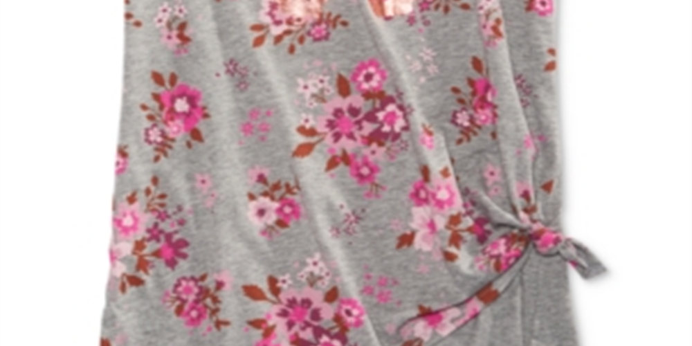 Camiseta com estampa de borboletas e laço lateral Epic Threads Big Girl, cinza, tamanho pequeno