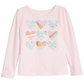 Camiseta estampada com corações para meninas da Epic Threads, rosa, tamanho 6X