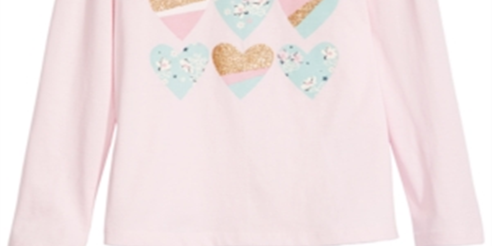 Camiseta estampada com corações para meninas da Epic Threads, rosa, tamanho 6X