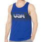 Camiseta regata Under Armour masculina com logotipo dos EUA na frente, azul, tamanho médio