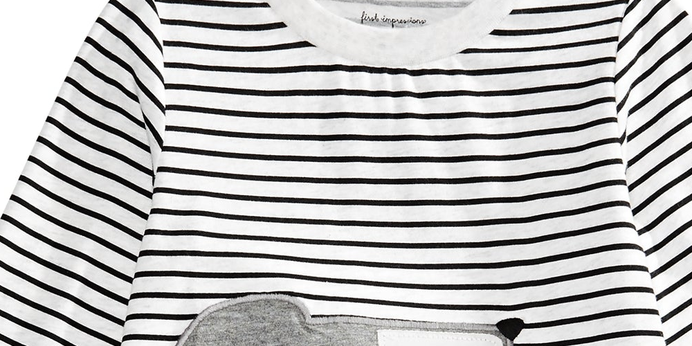 Camiseta infantil com estampa de cachorro listrada First Impressions para meninas, marrom, tamanho 3-6 meses