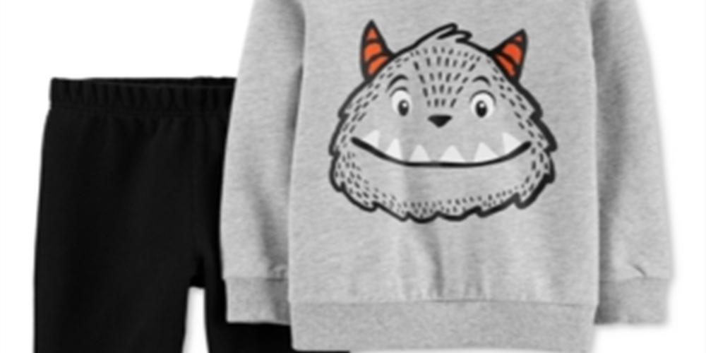 Conjunto de moletom e calça jogger Carter's Baby Boy, 2 peças, algodão, tamanho 6 meses, cinza