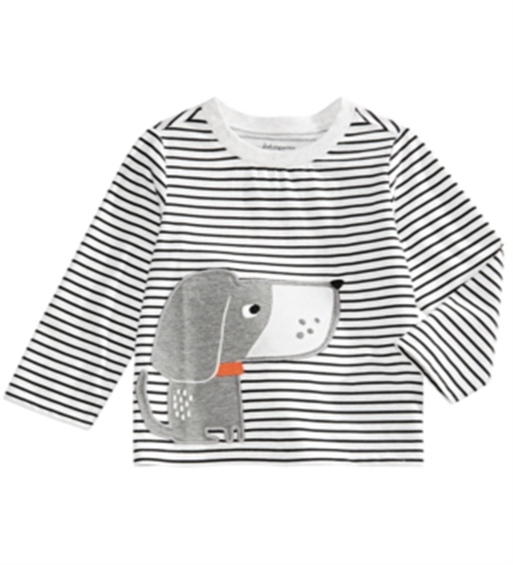 Camiseta estampada com cachorro listrado First Impressions para bebê menino, marrom, tamanho 18 meses