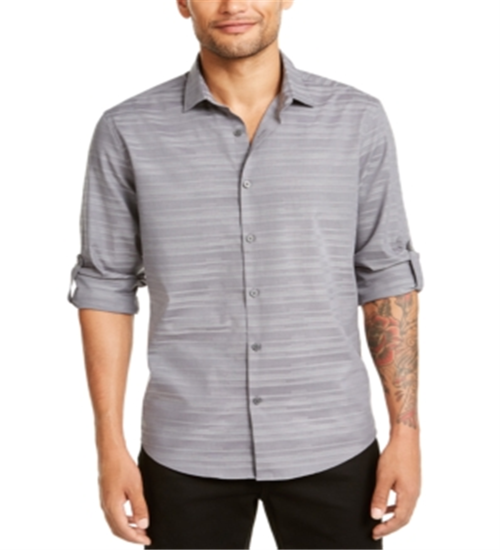 Camisa Alfani Masculina Linear Dobby Cinza Tamanho XXX-G