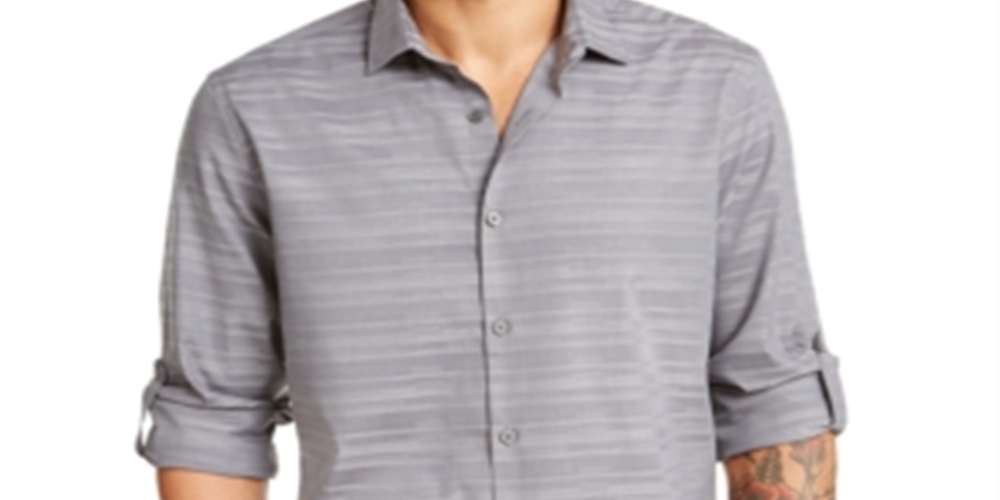 Camisa Alfani Masculina Linear Dobby Cinza Tamanho XXX-G