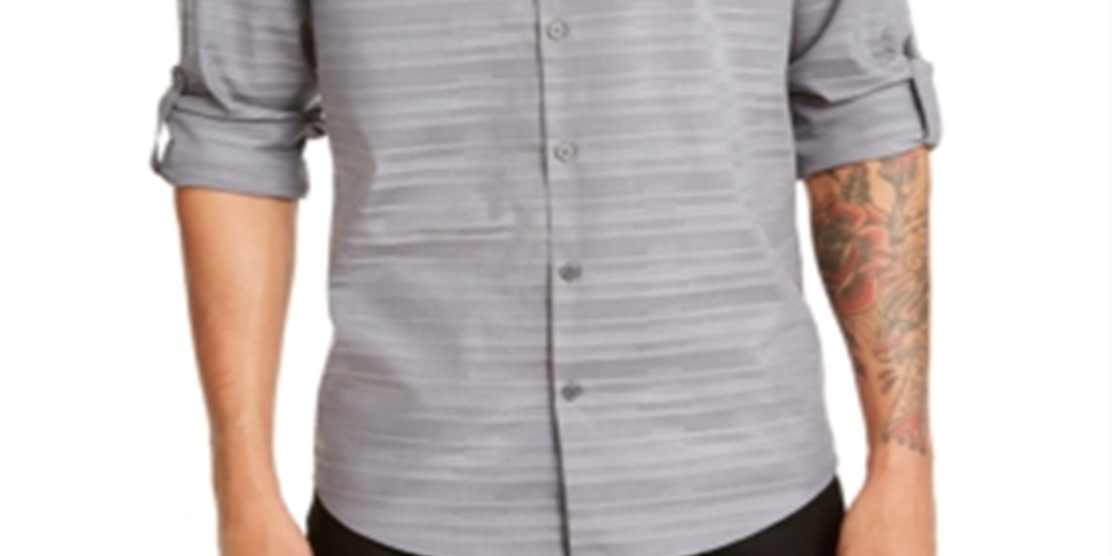 Camisa Alfani Masculina Linear Dobby Cinza Tamanho XXX-G