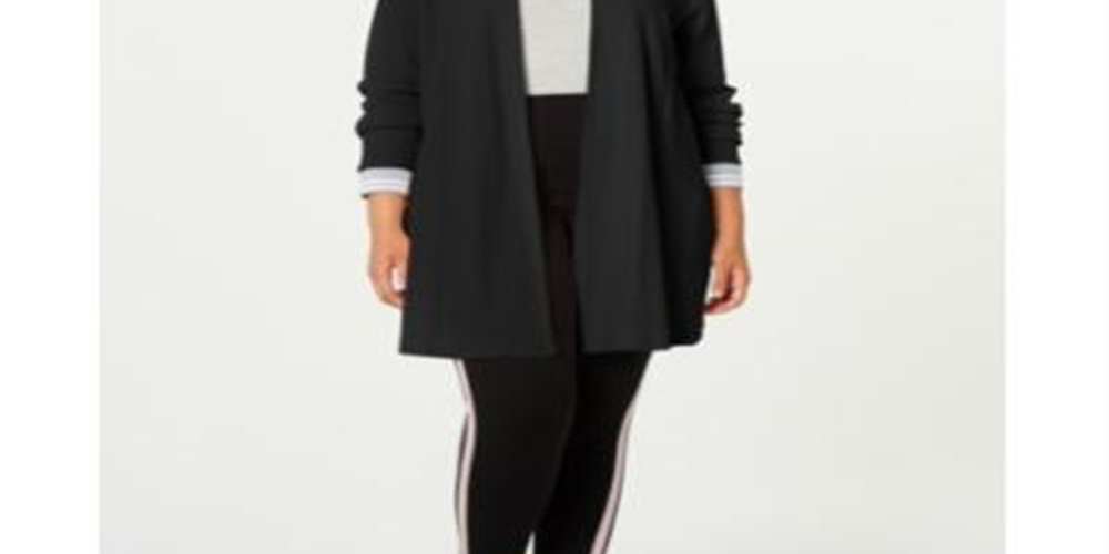 Cardigan Calvin Klein Performance Plus Feminino Frente Aberta Preto Tamanho 2X