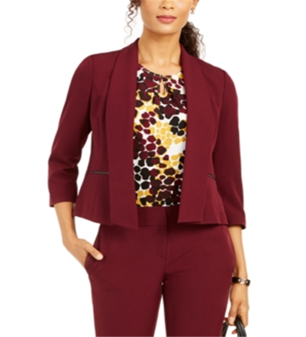 Jaqueta feminina Kasper com gola xale Flyway vermelha tamanho 18