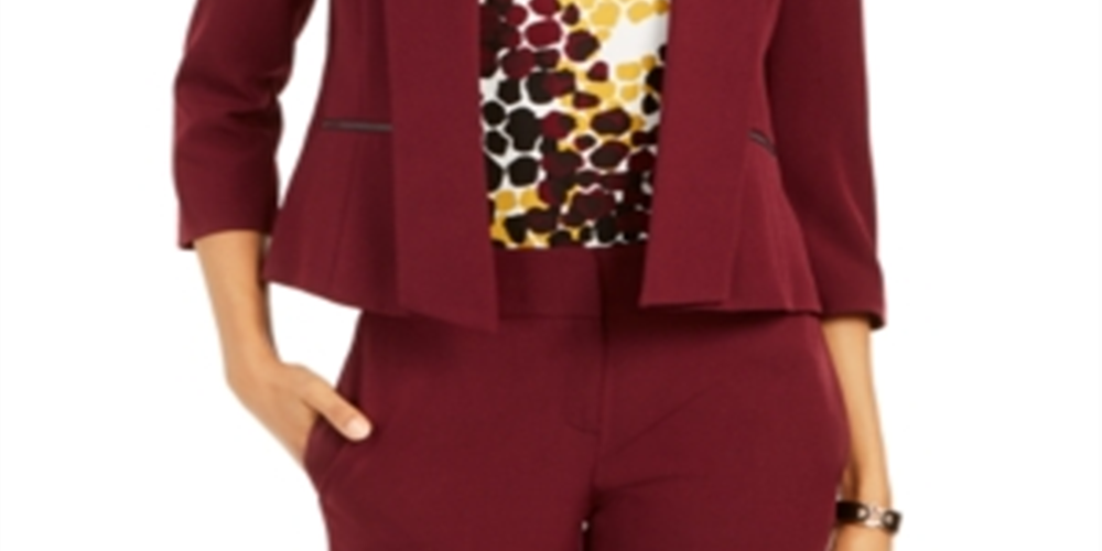 Jaqueta feminina Kasper com gola xale Flyway vermelha tamanho 18