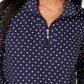 Karen Scott Petite Blusa Estampada com Zíper e Gola - Azul Intrepid Tamanho Pequeno Pequeno
