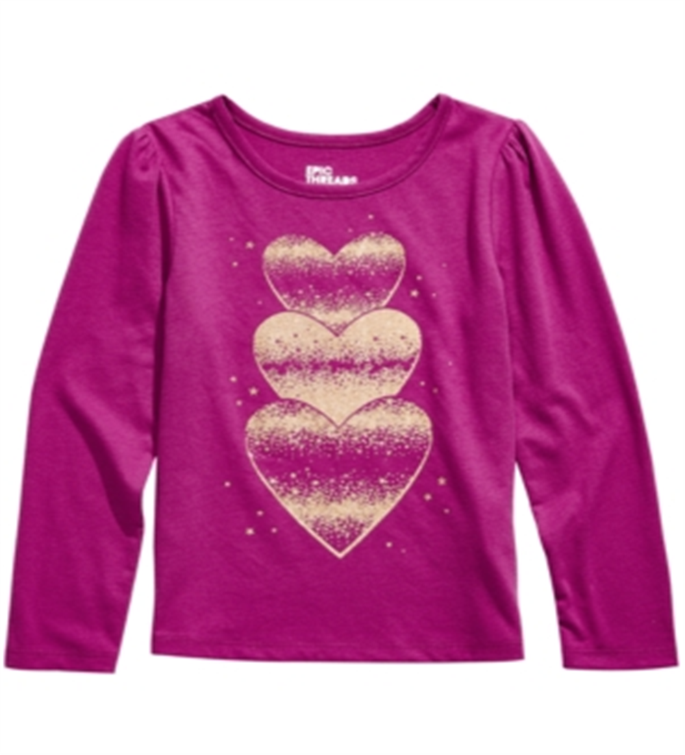 Camiseta infantil feminina Epic Threads com corações brilhantes, rosa, tamanho 4T