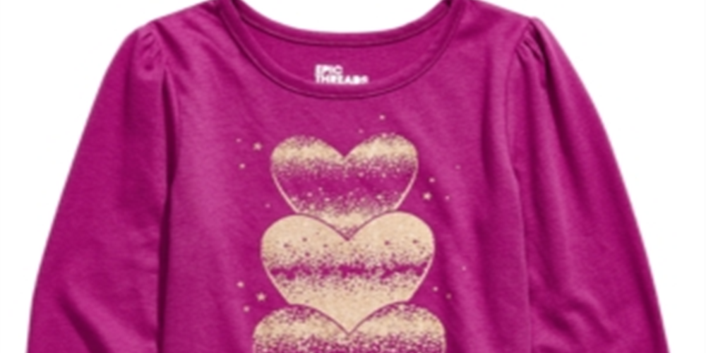 Camiseta infantil feminina Epic Threads com corações brilhantes, rosa, tamanho 4T