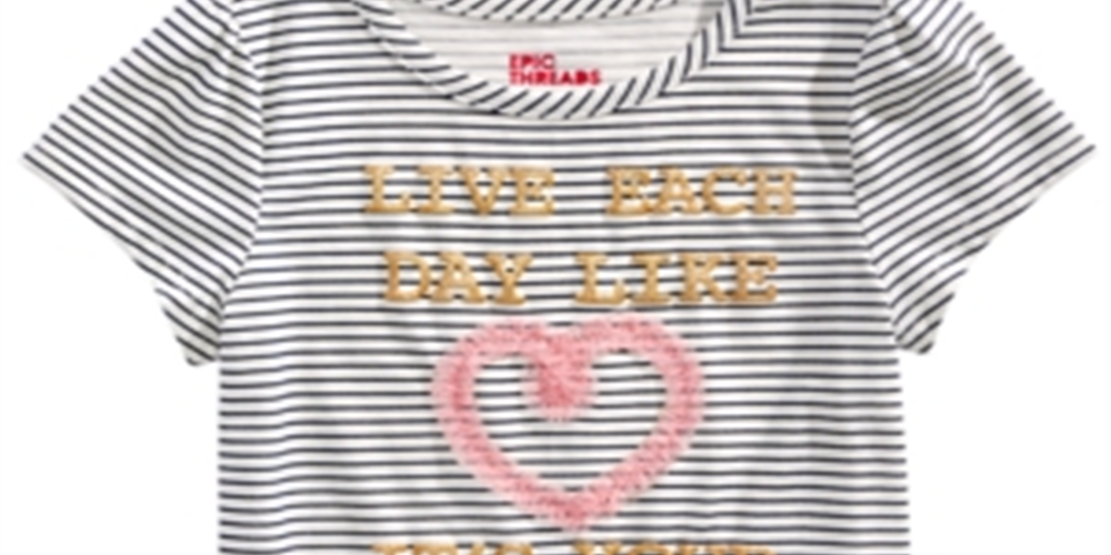Camiseta estampada Epic Threads para meninas, branca, tamanho 6X