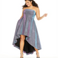 Vestido Plus Size Iridescente Metálico Alto-Baixo Vermelho Tamanho 18