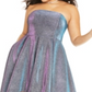 Vestido Plus Size Iridescente Metálico Alto-Baixo Vermelho Tamanho 18