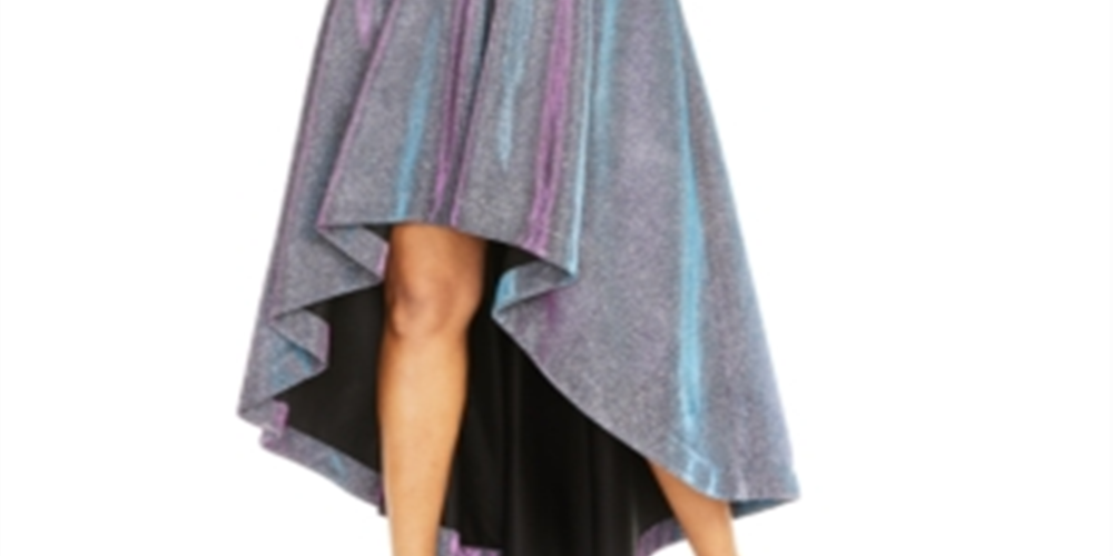 Vestido Plus Size Iridescente Metálico Alto-Baixo Vermelho Tamanho 18