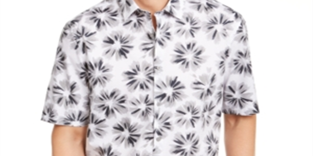 Camisa estampada masculina Alfani branca tamanho pequeno