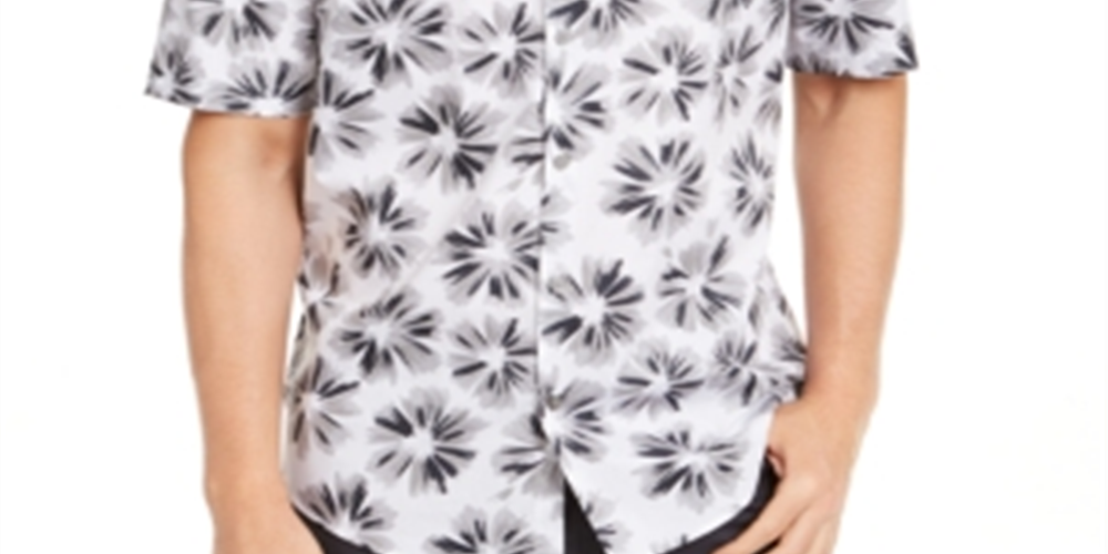 Camisa estampada masculina Alfani branca tamanho pequeno