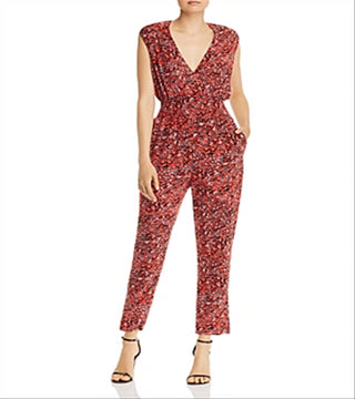 Macacão feminino Aqua com estampa de leopardo e sobrepeliz, tamanho pequeno, vermelho