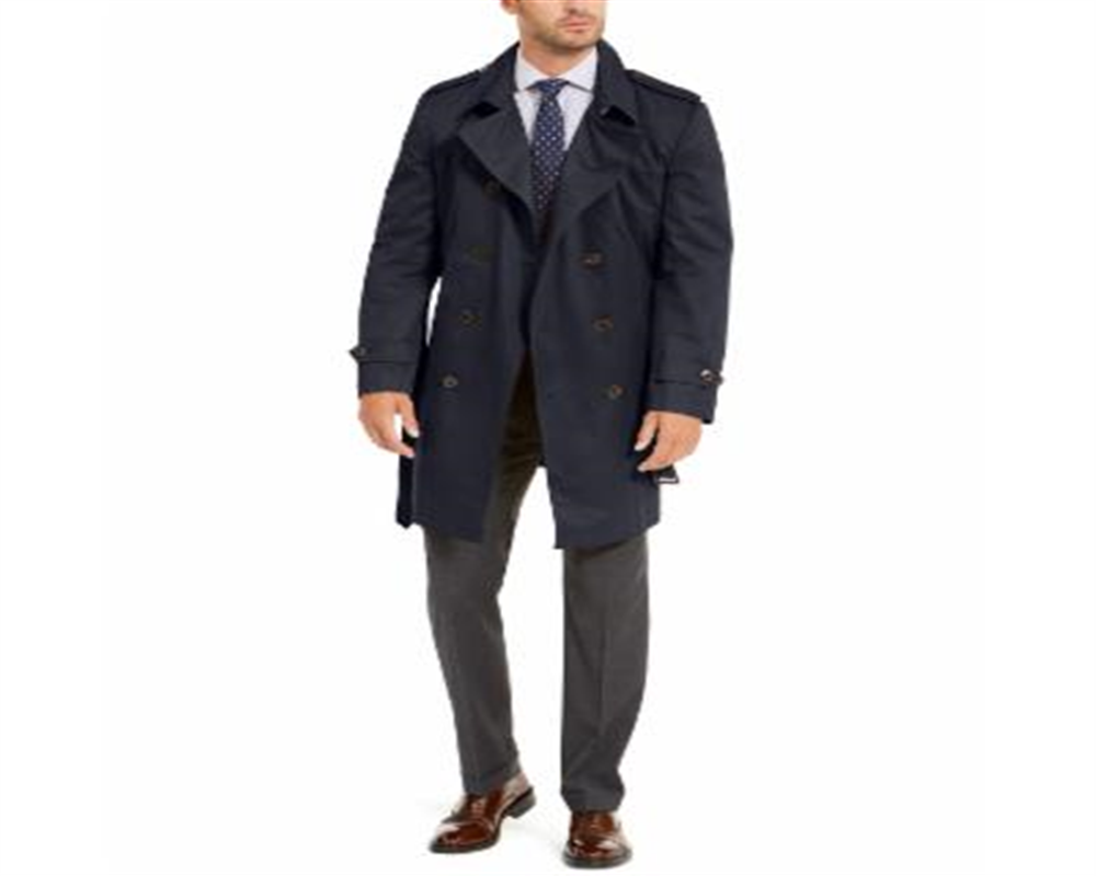 Ralph Lauren Classic Fit Lowry Capa de chuva trespassada masculina azul tamanho 48