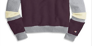 Camiseta feminina Champion Athletics com estampa de pele sintética e logo Raisin, roxa, tamanho extragrande