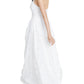 Jump Vestido feminino transparente floral sem mangas frente única comprimento total ajuste formal evasê branco tamanho 9/10