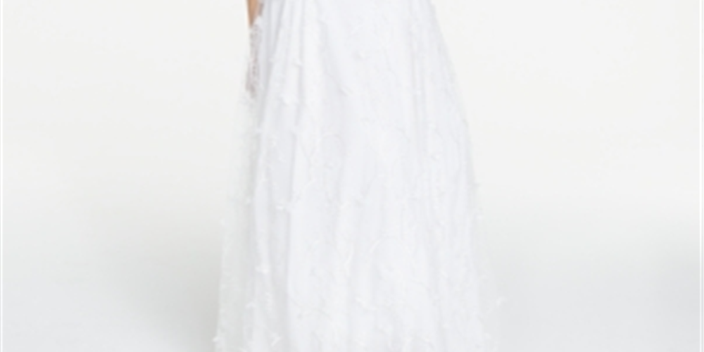 Jump Vestido feminino transparente floral sem mangas frente única comprimento total ajuste formal evasê branco tamanho 9/10