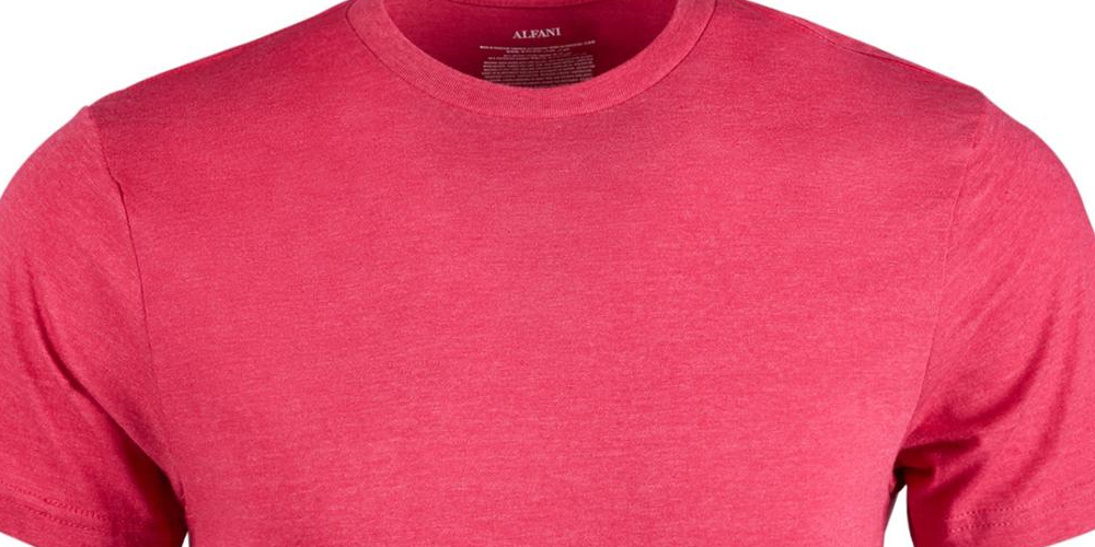 Camiseta masculina Alfani com gola redonda mesclada, rosa, tamanho médio