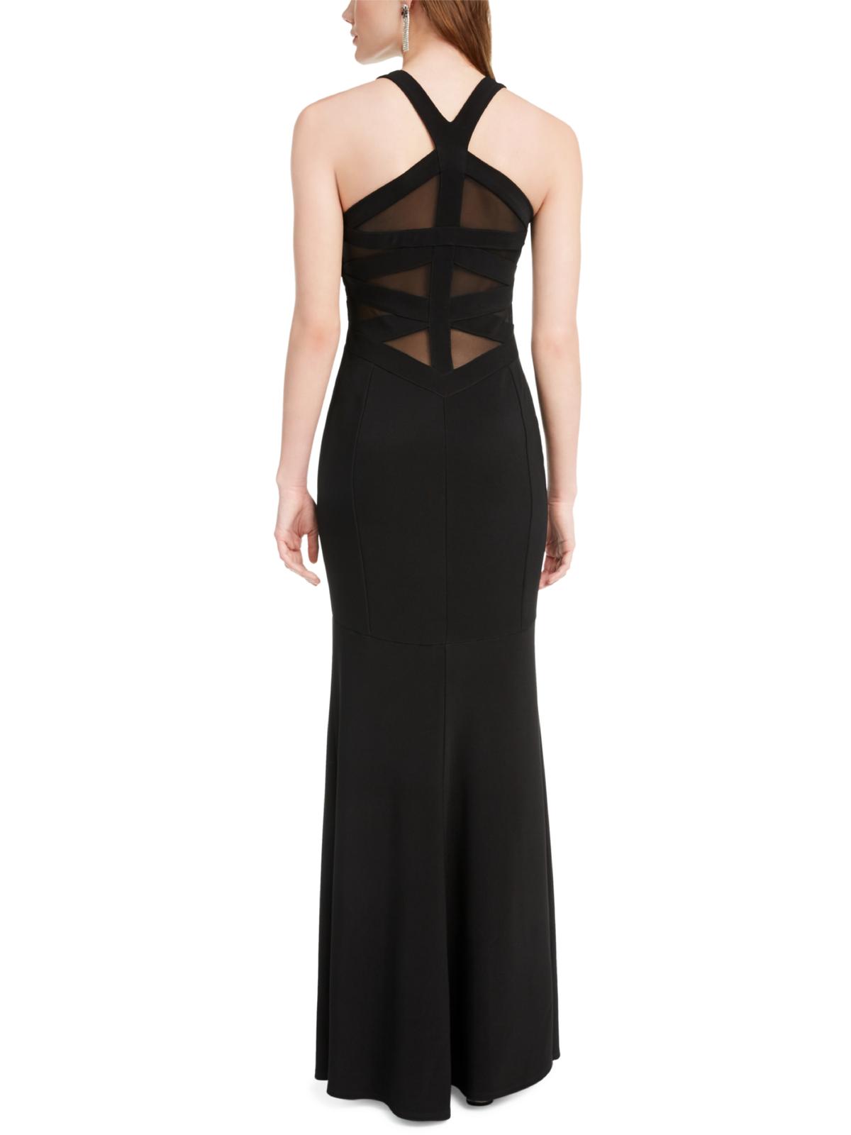 Vestido de noite sereia transparente sem mangas com decote em V e comprimento total, cor esmeralda, tamanho médio