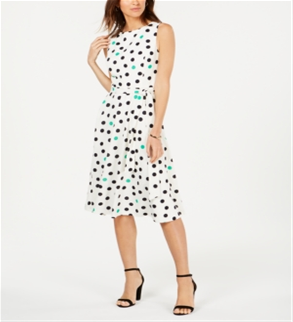 Vestido midi de bolinhas Jessica Howard feminino, branco, tamanho 12P