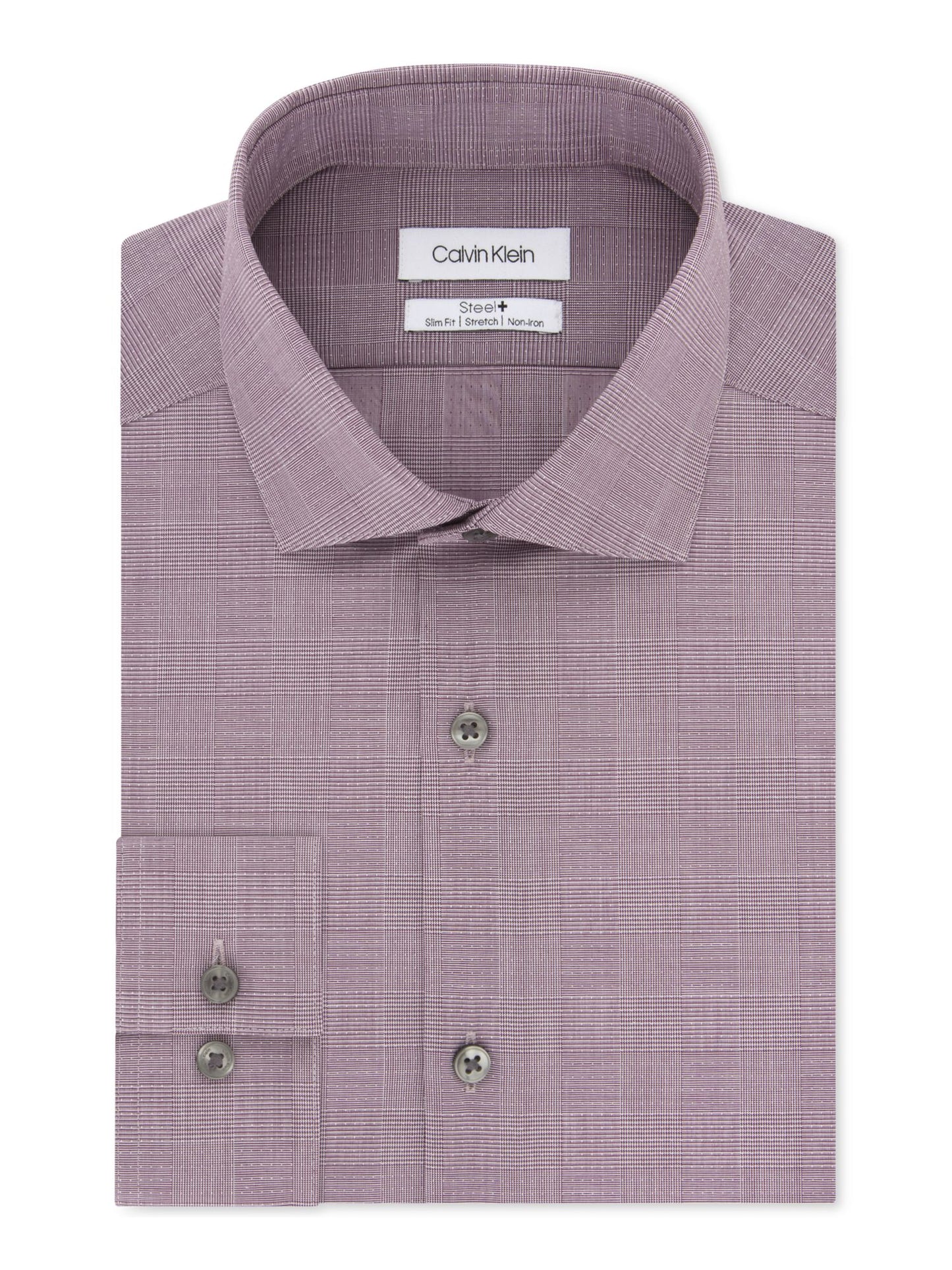 Camisa social masculina Calvin Klein Steel Slim Fit, sem passar, com estampa elástica, tamanho 17x32x33, vermelha