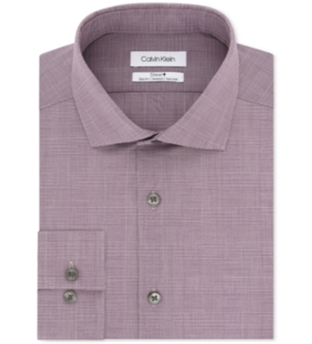 Camisa social masculina Calvin Klein Steel Slim Fit, sem passar, com estampa elástica, tamanho 17x32x33, vermelha