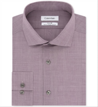 Camisa social masculina Calvin Klein Steel Slim Fit, sem passar, com estampa elástica, tamanho 17x32x33, vermelha