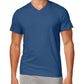 Camiseta masculina Alfani Slub com decote em V, azul, tamanho P