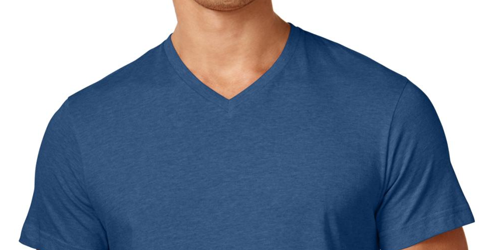 Camiseta masculina Alfani Slub com decote em V, azul, tamanho P