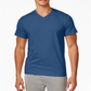 Camiseta masculina Alfani Slub com decote em V, azul, tamanho P