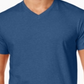 Camiseta masculina Alfani Slub com decote em V, azul, tamanho P