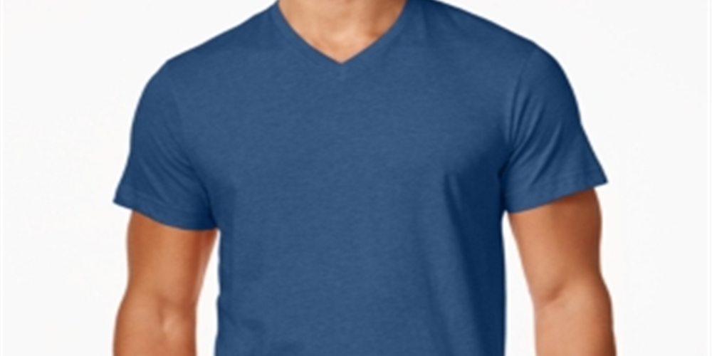 Camiseta masculina Alfani Slub com decote em V, azul, tamanho P