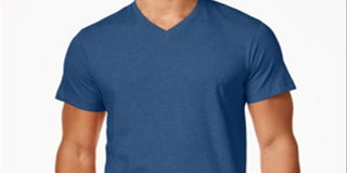 Camiseta masculina Alfani Slub com decote em V, azul, tamanho P